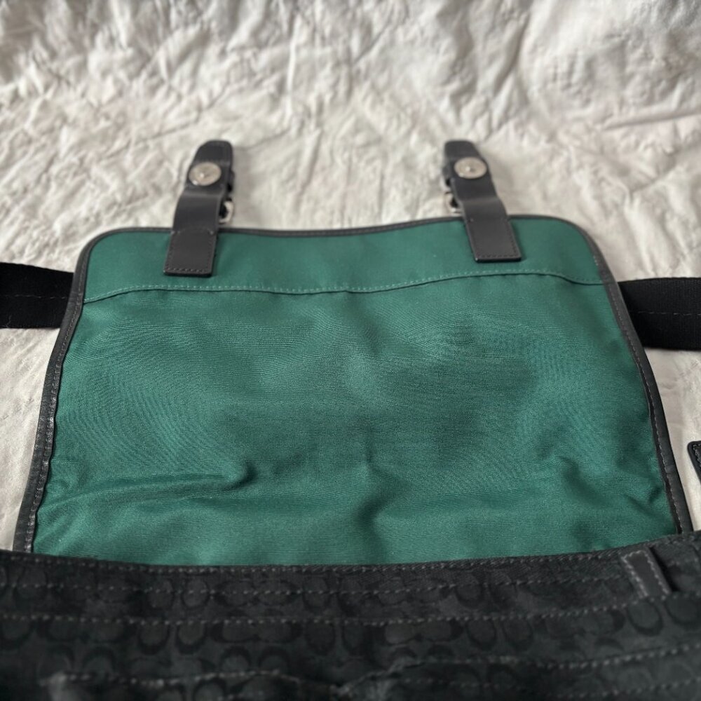 COACH Black Signature Messenger Crossbody Work Travel Bag - Picture 6 of 13
